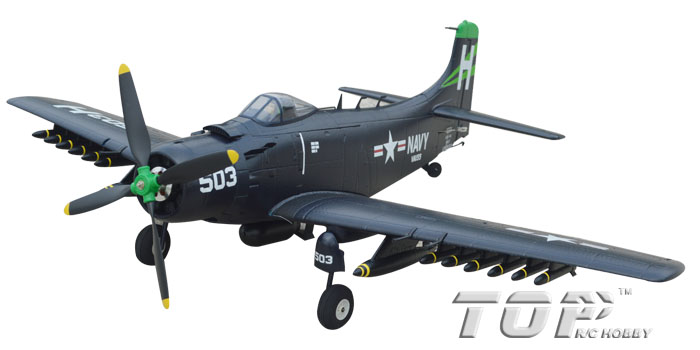 Avion RC 800mm A1 Skyraider Warbird PNP kit - gris