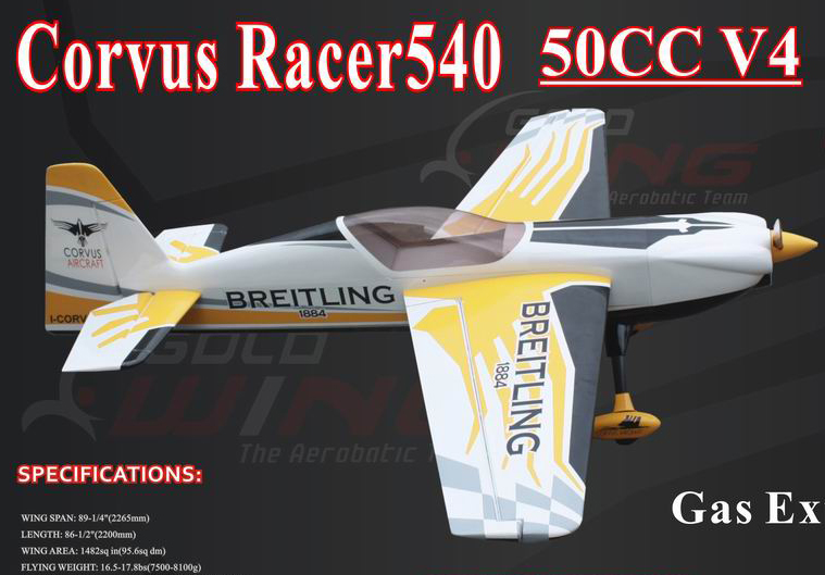 Goldwing Corvus Racer 50CC V4 89.25'' Aerobatic RC Plane A