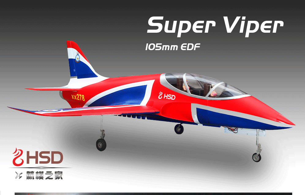 HSD Super Viper 105mm Bypass EDF 1500mm Wingspan RC Jet PNP 12S V2 With Motor/ESC/Servos/Metal Retracts